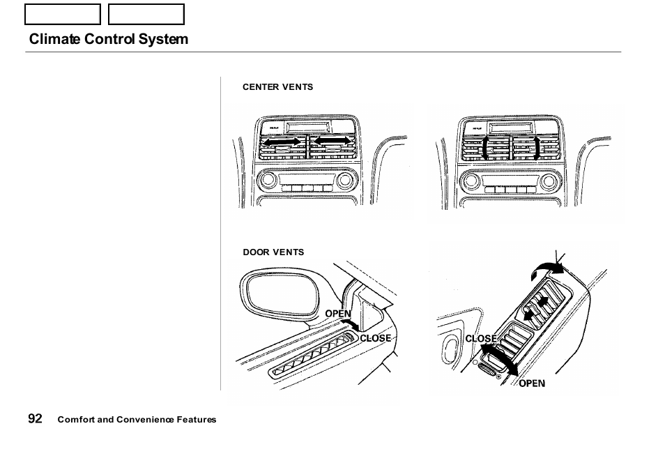 Climate control system | Acura 2001 NSX - Owner's Manual User Manual | Page 95 / 305