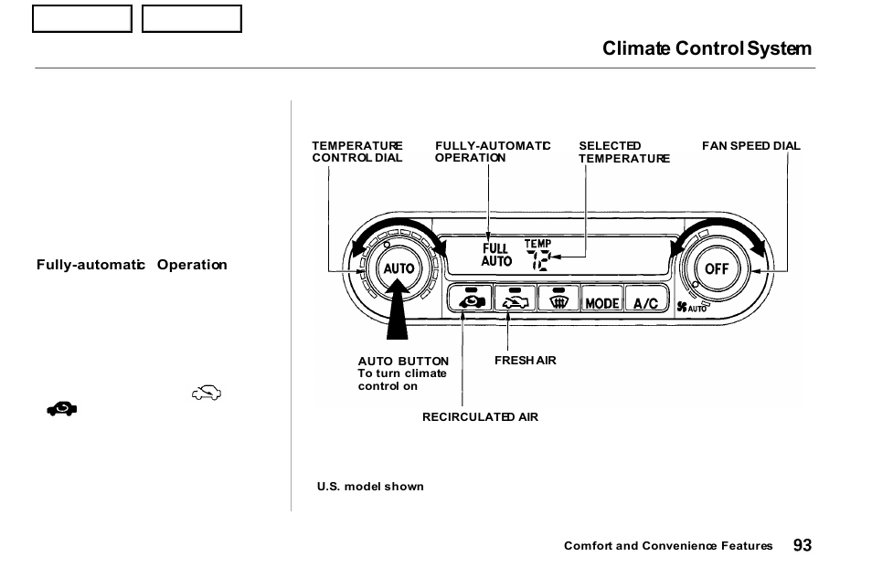 Climate control system | Acura 2001 NSX - Owner's Manual User Manual | Page 96 / 305