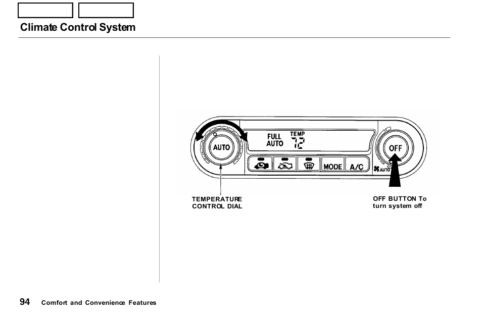 Climate control system | Acura 2001 NSX - Owner's Manual User Manual | Page 97 / 305
