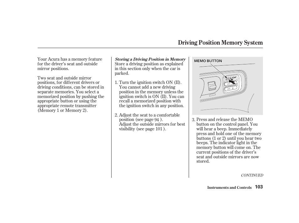Acura 2001 CL - Owner's Manual User Manual | Page 106 / 330