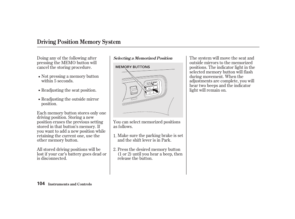 Acura 2001 CL - Owner's Manual User Manual | Page 107 / 330