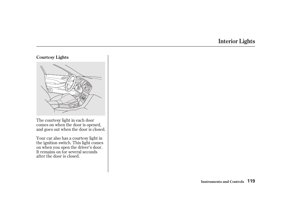 Interior lights | Acura 2001 CL - Owner's Manual User Manual | Page 122 / 330