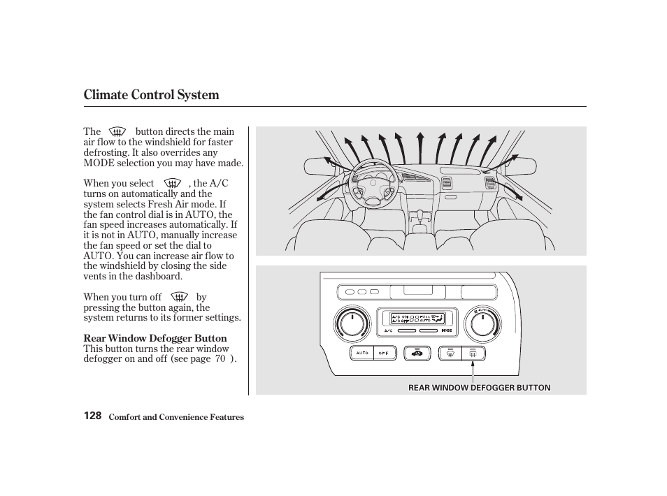 Climate control system | Acura 2001 CL - Owner's Manual User Manual | Page 131 / 330