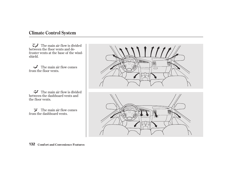 Climate control system | Acura 2001 CL - Owner's Manual User Manual | Page 135 / 330
