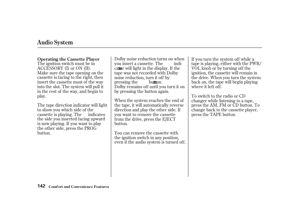 Audio system | Acura 2001 CL - Owner's Manual User Manual | Page 145 / 330