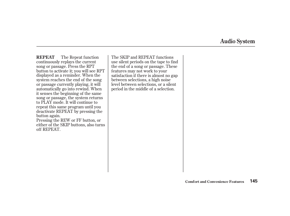 Audio system | Acura 2001 CL - Owner's Manual User Manual | Page 148 / 330