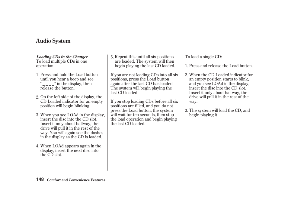Audio system | Acura 2001 CL - Owner's Manual User Manual | Page 151 / 330