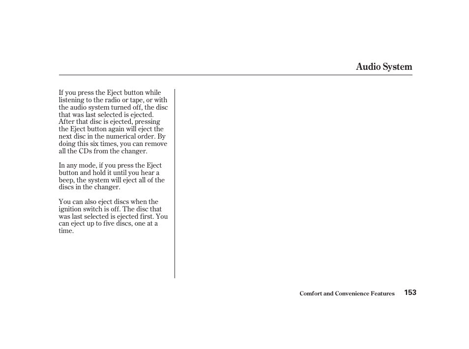 Audio system | Acura 2001 CL - Owner's Manual User Manual | Page 156 / 330