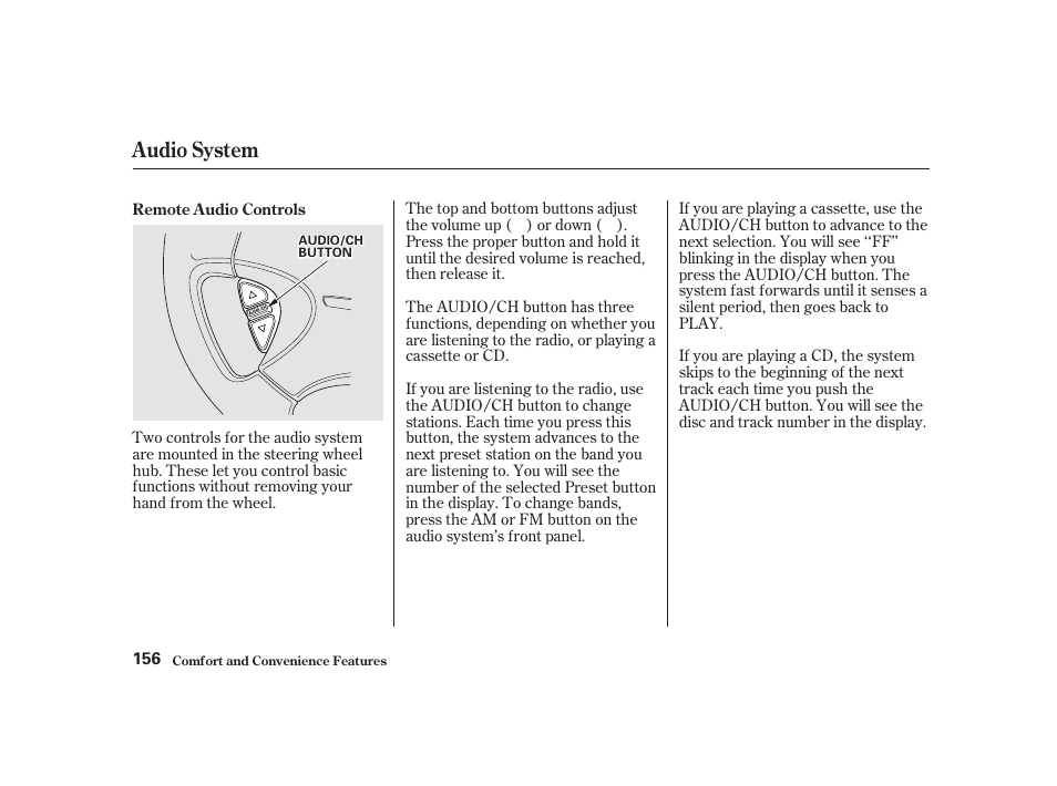 Audio system | Acura 2001 CL - Owner's Manual User Manual | Page 159 / 330