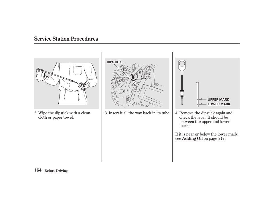 Service station procedures | Acura 2001 CL - Owner's Manual User Manual | Page 167 / 330