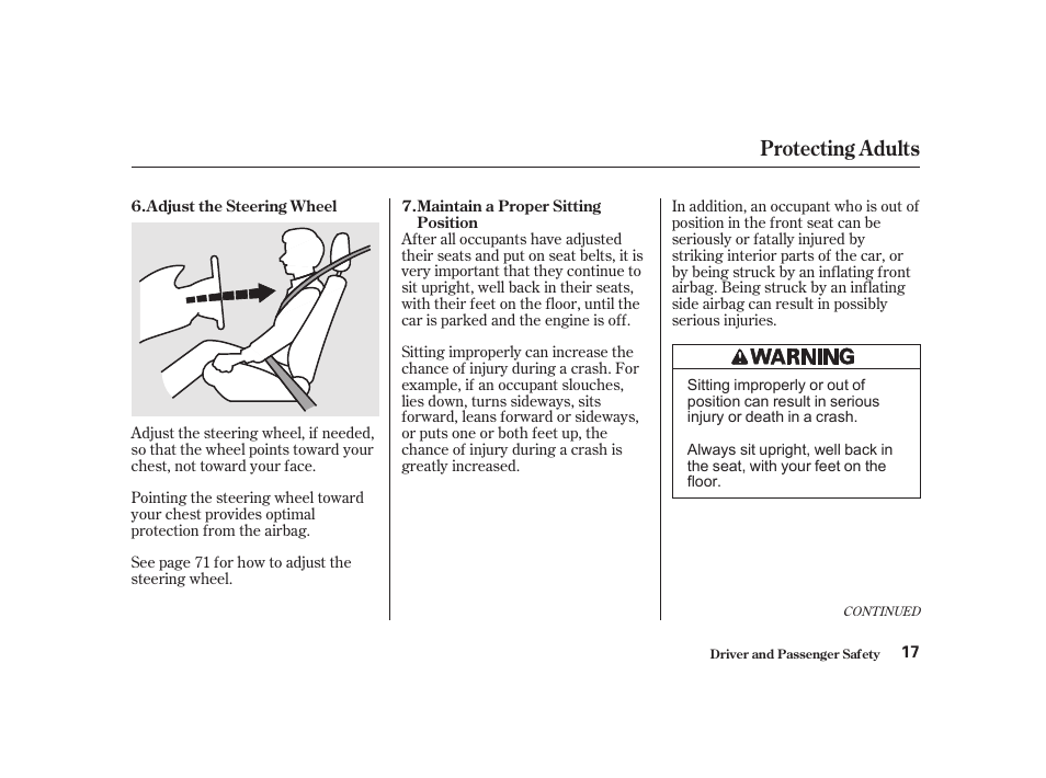 Protecting adults | Acura 2001 CL - Owner's Manual User Manual | Page 20 / 330