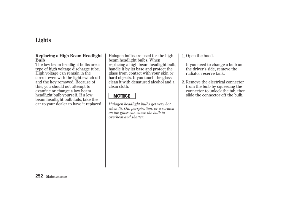 Lights | Acura 2001 CL - Owner's Manual User Manual | Page 255 / 330