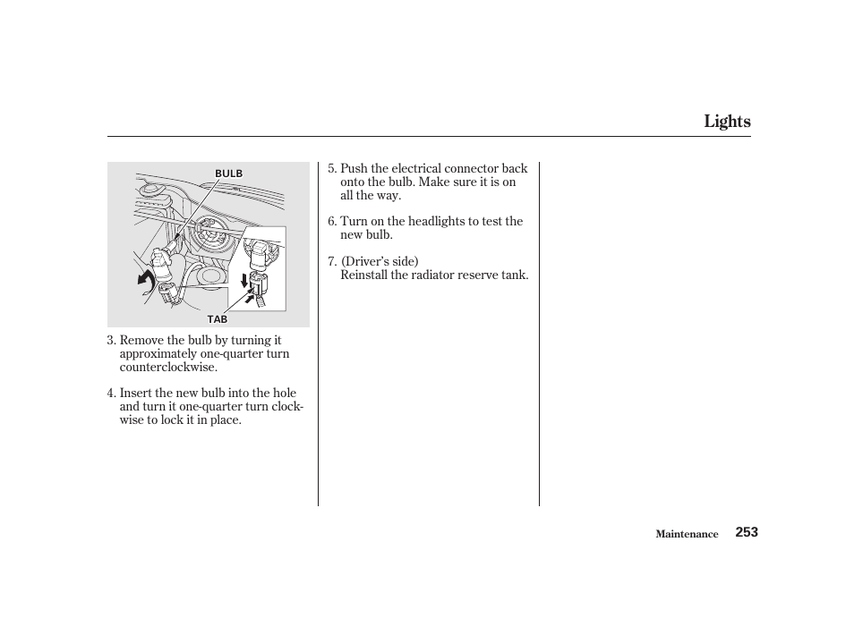 Lights | Acura 2001 CL - Owner's Manual User Manual | Page 256 / 330