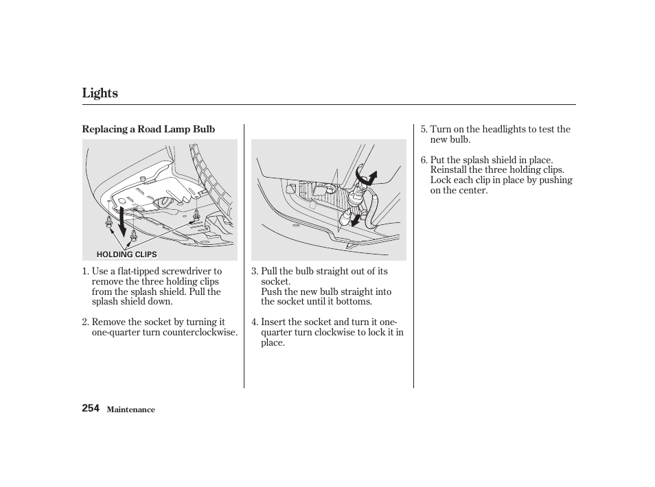 Lights | Acura 2001 CL - Owner's Manual User Manual | Page 257 / 330