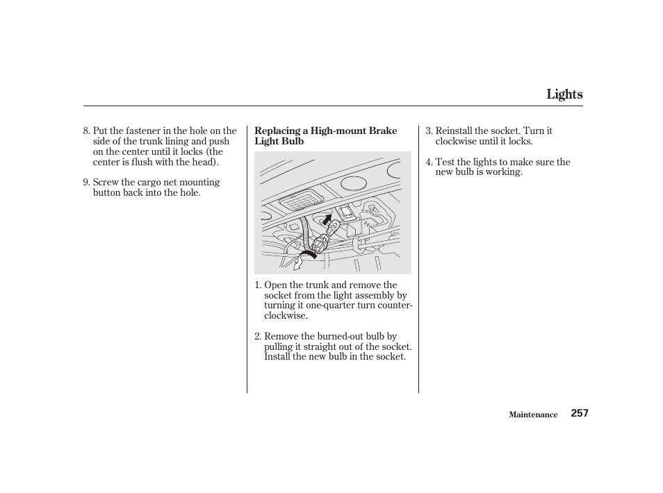 Lights | Acura 2001 CL - Owner's Manual User Manual | Page 260 / 330