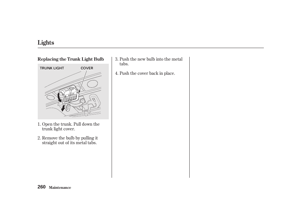 Lights | Acura 2001 CL - Owner's Manual User Manual | Page 263 / 330