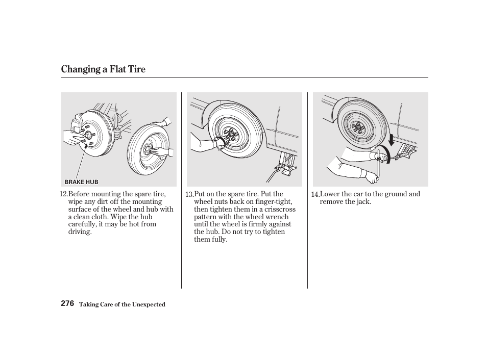 Changing a flat tire | Acura 2001 CL - Owner's Manual User Manual | Page 279 / 330