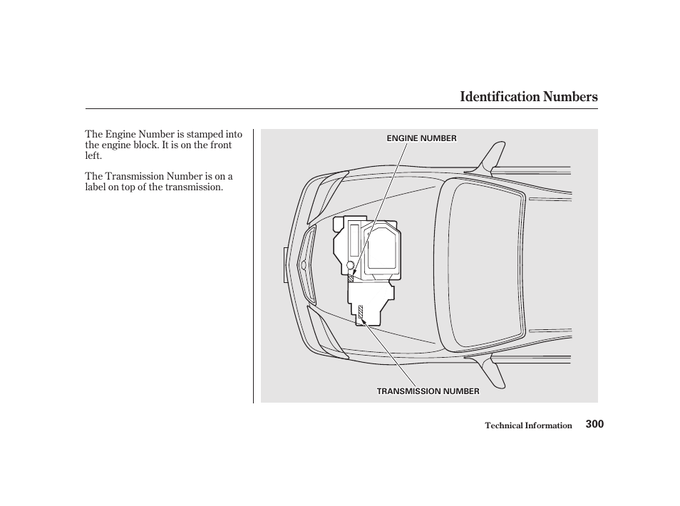 Identification numbers | Acura 2001 CL - Owner's Manual User Manual | Page 302 / 330
