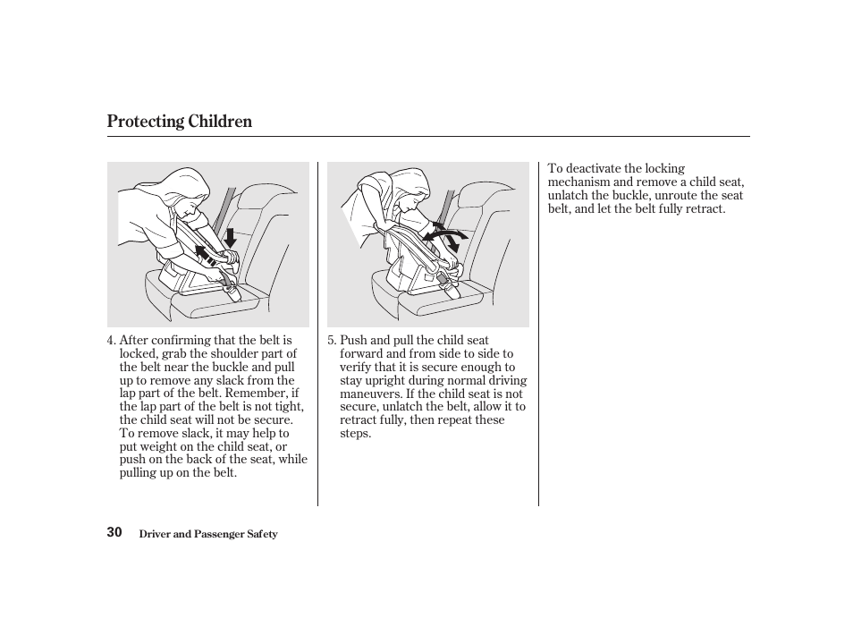 Protecting children | Acura 2001 CL - Owner's Manual User Manual | Page 33 / 330