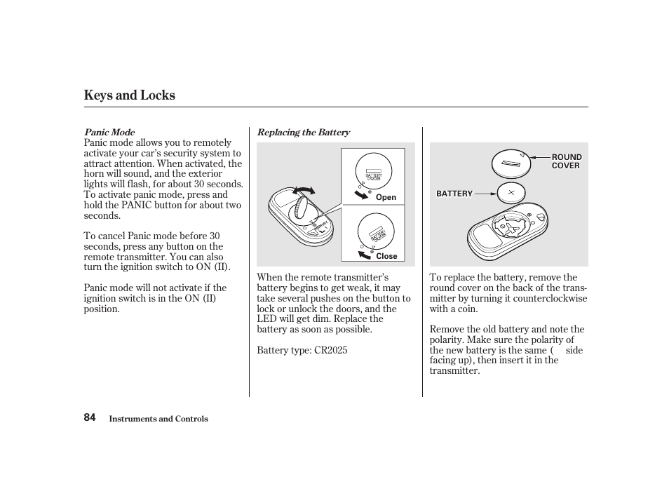 Keys and locks | Acura 2001 CL - Owner's Manual User Manual | Page 87 / 330