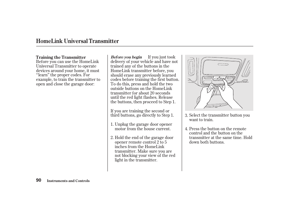 Homelink universal transmitter | Acura 2001 CL - Owner's Manual User Manual | Page 93 / 330