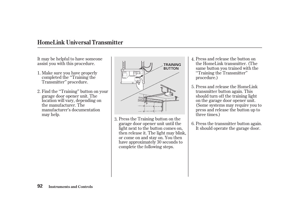 Homelink universal transmitter | Acura 2001 CL - Owner's Manual User Manual | Page 95 / 330