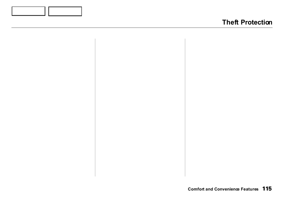 Theft protection | Acura 2001 Integra Sedan - Owner's Manual User Manual | Page 118 / 276