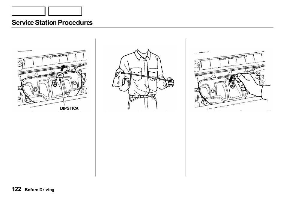 Service station procedures | Acura 2001 Integra Sedan - Owner's Manual User Manual | Page 125 / 276