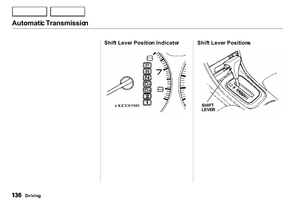 Automatic transmission | Acura 2001 Integra Sedan - Owner's Manual User Manual | Page 139 / 276
