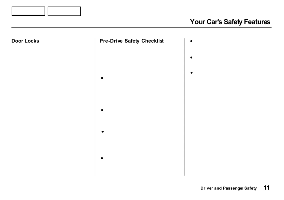 Your car's safety features | Acura 2001 Integra Sedan - Owner's Manual User Manual | Page 14 / 276
