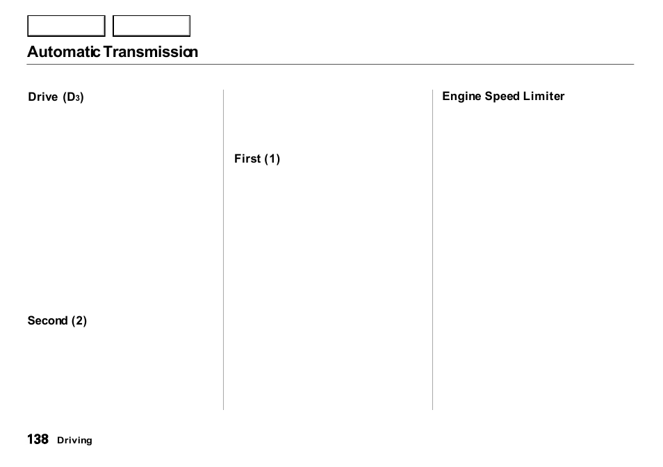 Automatic transmission | Acura 2001 Integra Sedan - Owner's Manual User Manual | Page 141 / 276