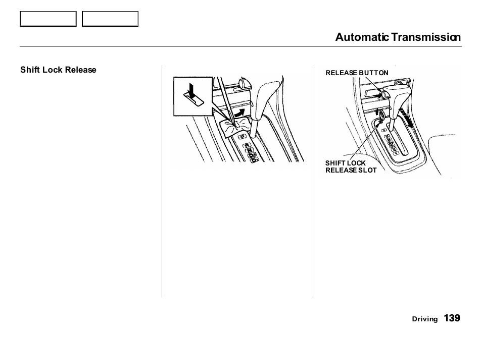 Automatic transmission | Acura 2001 Integra Sedan - Owner's Manual User Manual | Page 142 / 276