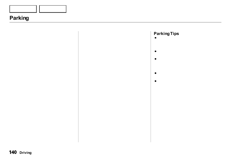 Parking | Acura 2001 Integra Sedan - Owner's Manual User Manual | Page 143 / 276