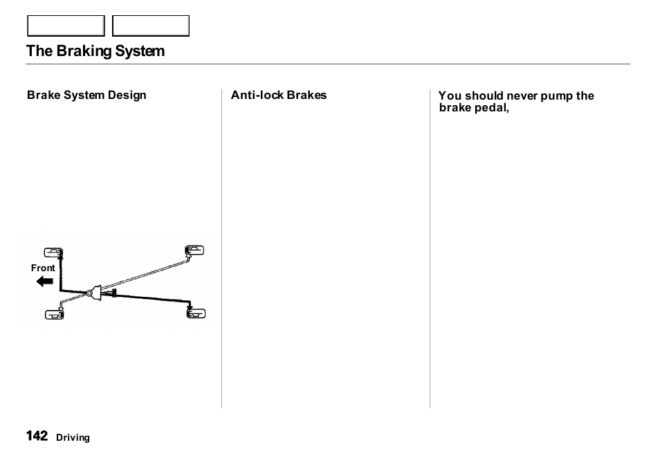 The braking system | Acura 2001 Integra Sedan - Owner's Manual User Manual | Page 145 / 276