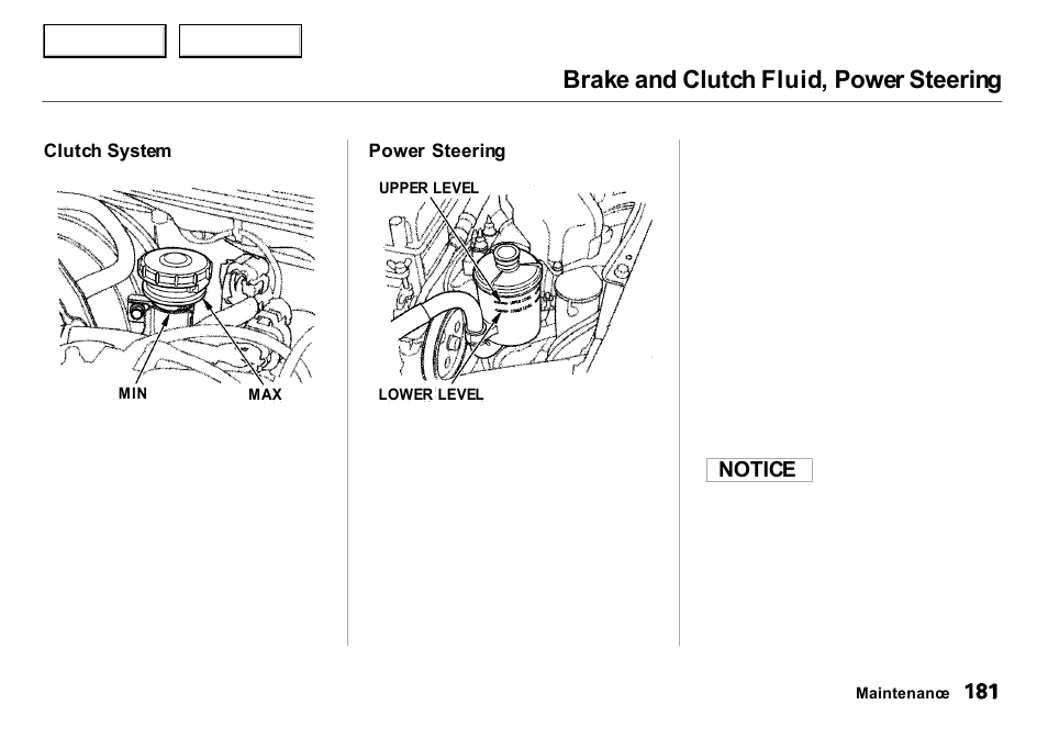 Brake and clutch fluid, power steering | Acura 2001 Integra Sedan - Owner's Manual User Manual | Page 184 / 276