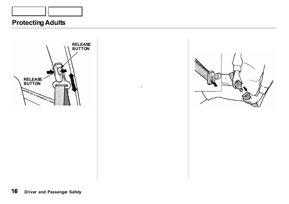 Protecting adults | Acura 2001 Integra Sedan - Owner's Manual User Manual | Page 19 / 276