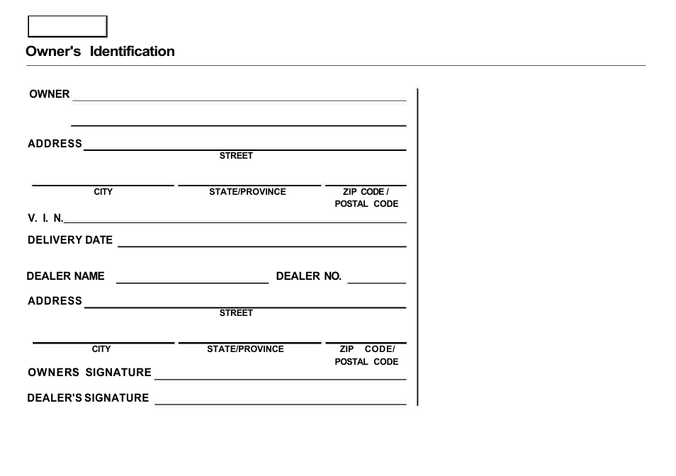 Owner's identification form, Owner's identification | Acura 2001 Integra Sedan - Owner's Manual User Manual | Page 2 / 276