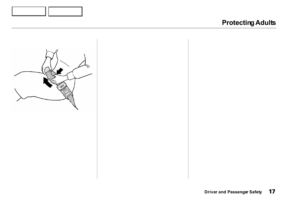 Protecting adults | Acura 2001 Integra Sedan - Owner's Manual User Manual | Page 20 / 276