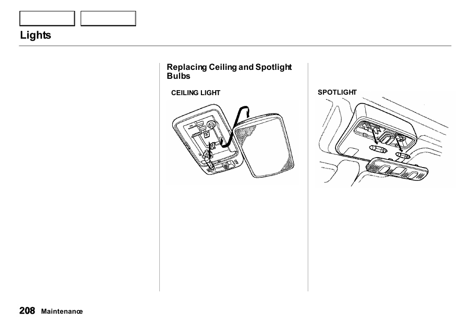 Lights | Acura 2001 Integra Sedan - Owner's Manual User Manual | Page 211 / 276