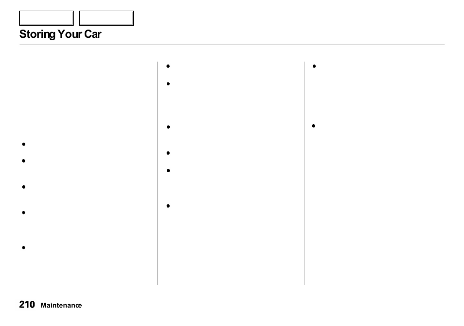 Storing your car | Acura 2001 Integra Sedan - Owner's Manual User Manual | Page 213 / 276