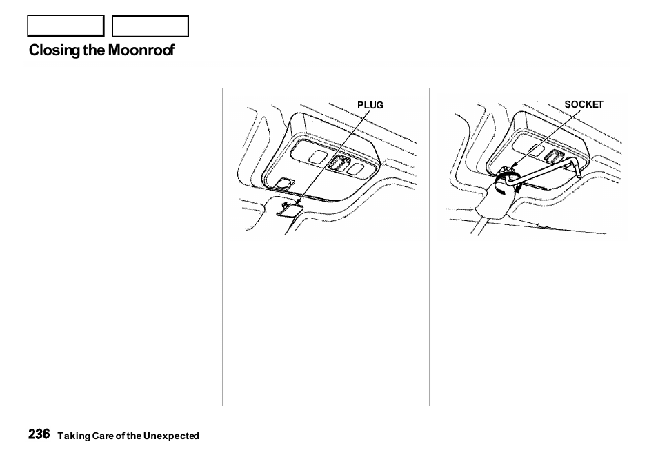 Closing the moonroof | Acura 2001 Integra Sedan - Owner's Manual User Manual | Page 239 / 276