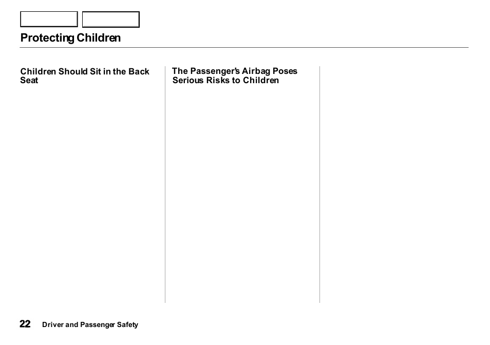 Protecting children | Acura 2001 Integra Sedan - Owner's Manual User Manual | Page 25 / 276