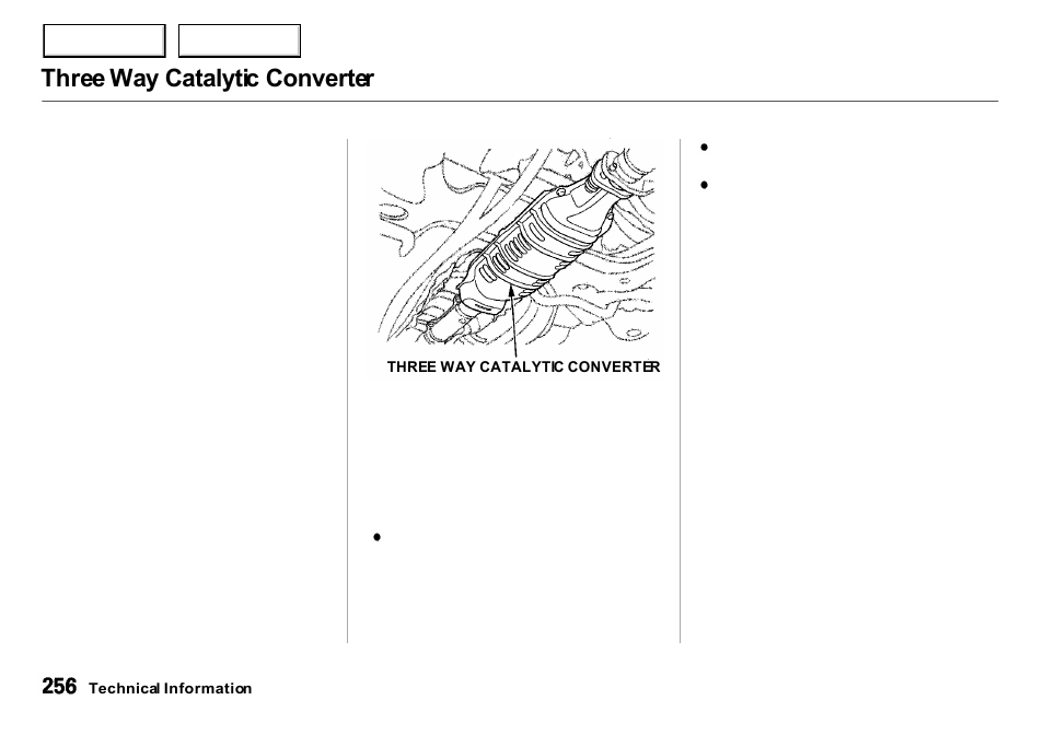 Three way catalytic converter | Acura 2001 Integra Sedan - Owner's Manual User Manual | Page 259 / 276