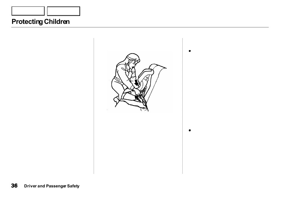 Protecting children | Acura 2001 Integra Sedan - Owner's Manual User Manual | Page 39 / 276