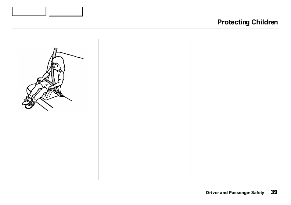 Protecting children | Acura 2001 Integra Sedan - Owner's Manual User Manual | Page 42 / 276