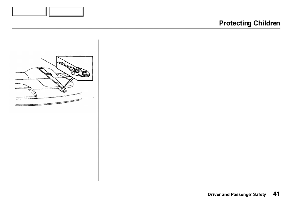 Protecting children | Acura 2001 Integra Sedan - Owner's Manual User Manual | Page 44 / 276