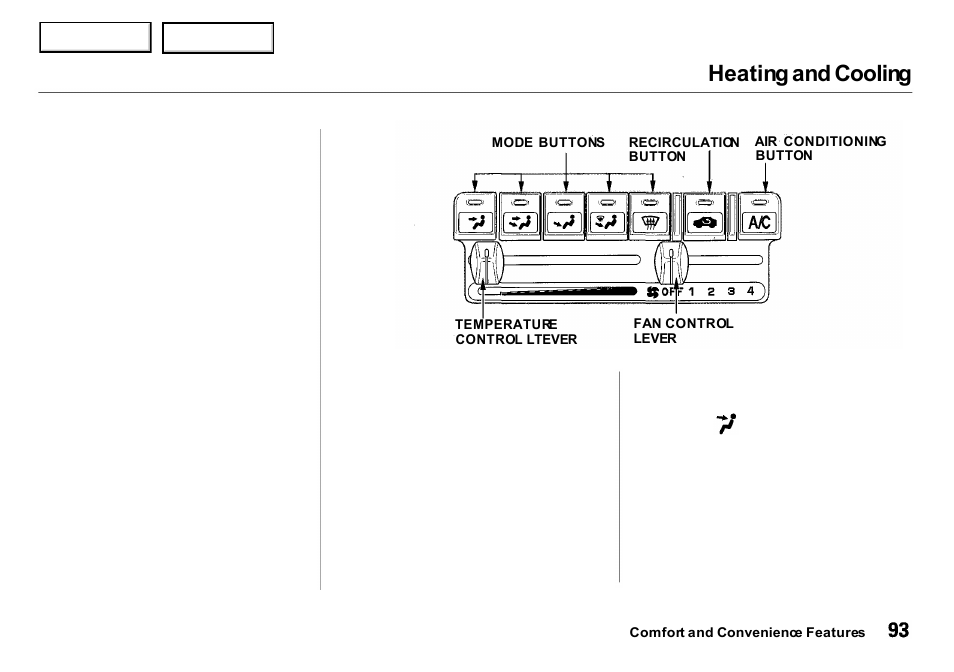 Heating and cooling | Acura 2001 Integra Sedan - Owner's Manual User Manual | Page 96 / 276
