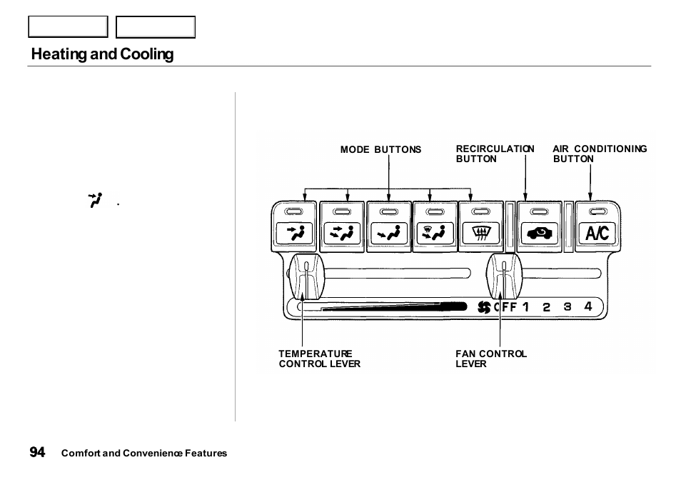 Heating and cooling | Acura 2001 Integra Sedan - Owner's Manual User Manual | Page 97 / 276