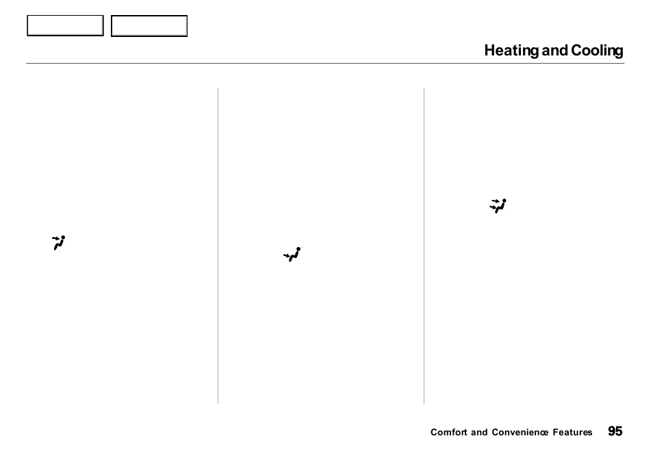 Heating and cooling | Acura 2001 Integra Sedan - Owner's Manual User Manual | Page 98 / 276