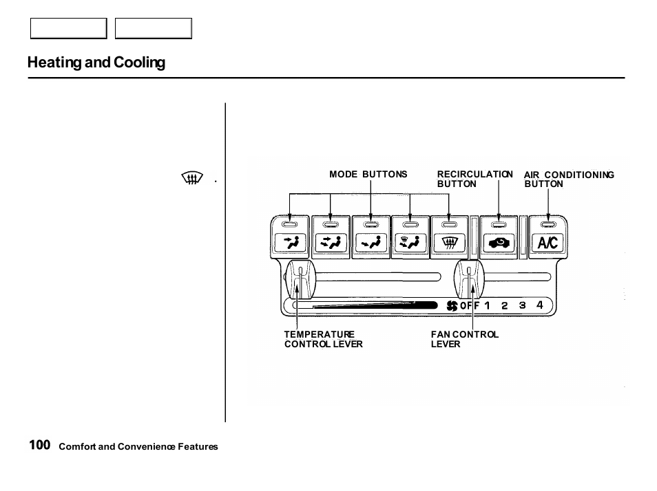 Heating and cooling | Acura 2001 Integra Hatchback - Owner's Manual User Manual | Page 103 / 285